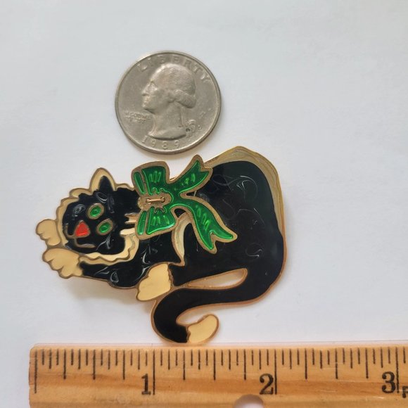 Vintage Brooch Pin Kitty Black Cat - Picture 4 of 4